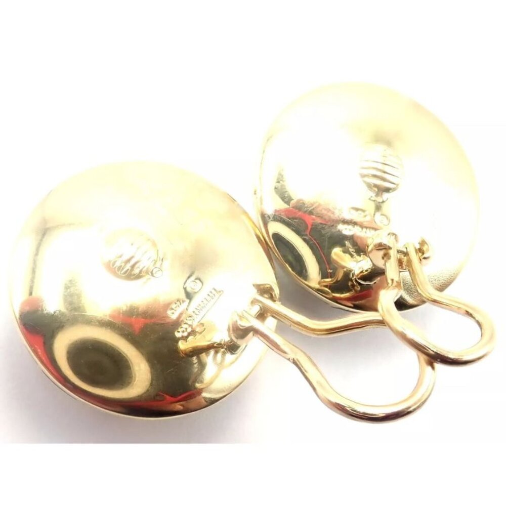 Tiffany & Co Cummings 18k Gold Mother of Pearl Black Jade Checkerboard Earrings - Picture 7 of 11